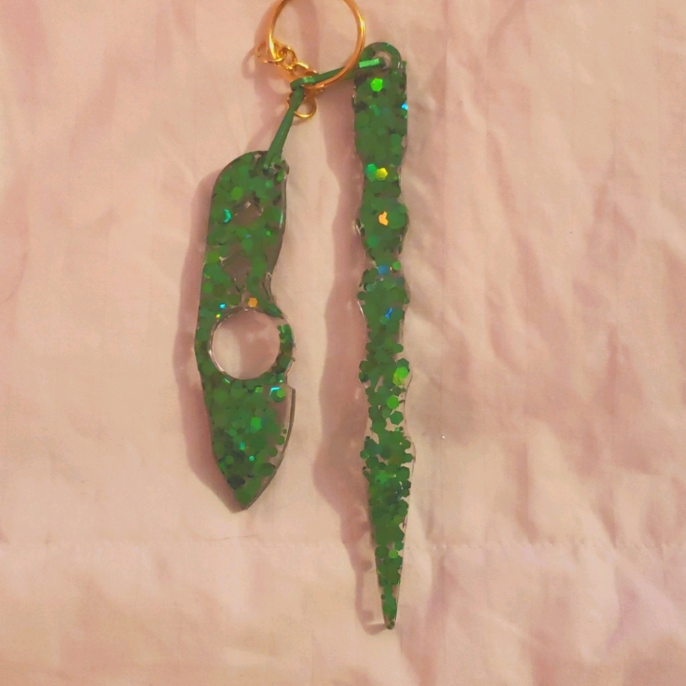 Green Glitter Self Defense Key ChainSet